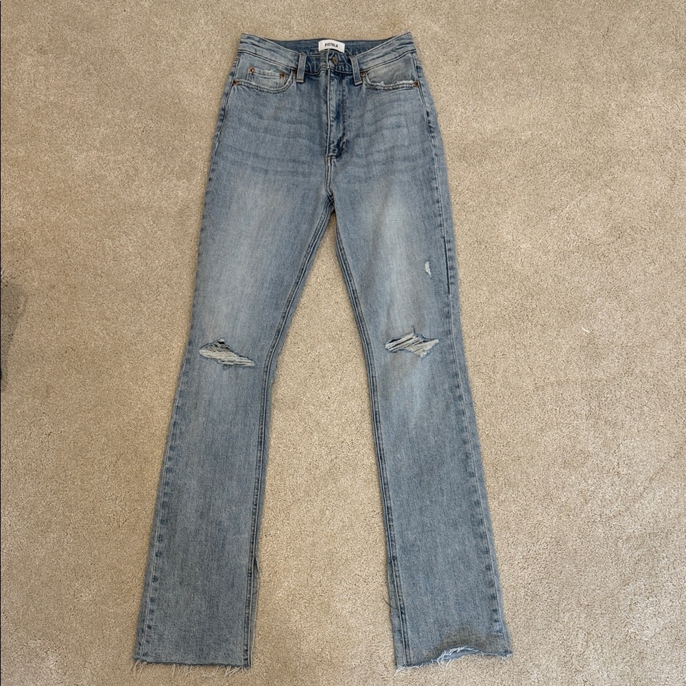 Pistola Light Blue Distressed Flare Jeans